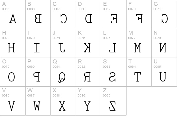 Sdrawkcab uppercase A-Z preview