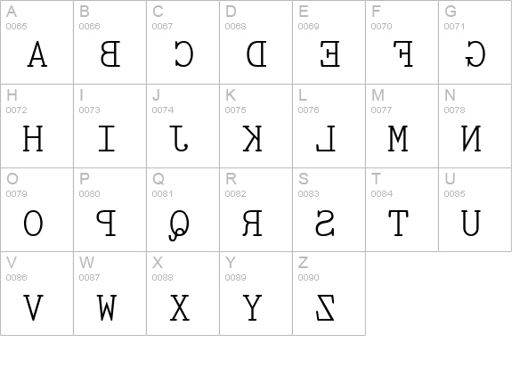 Sdrawkcab Regular uppercase A-Z preview