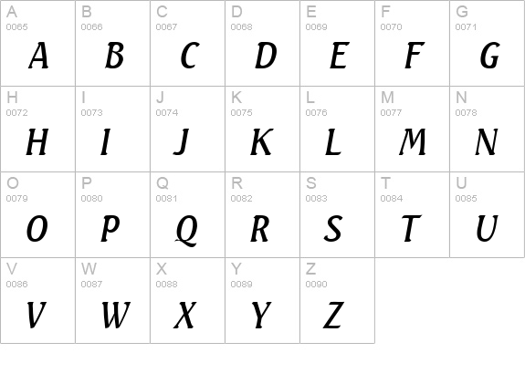 Seabird Light SF Italic uppercase A-Z preview