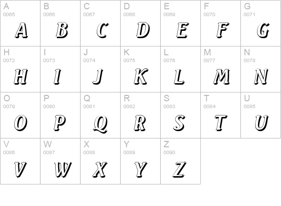 SeagullShadow-Italic uppercase A-Z preview