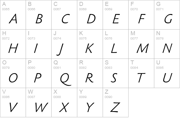 Sebastian Light Pro Italic uppercase A-Z preview