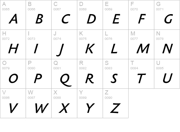 Sebastian Medium Pro Italic uppercase A-Z preview