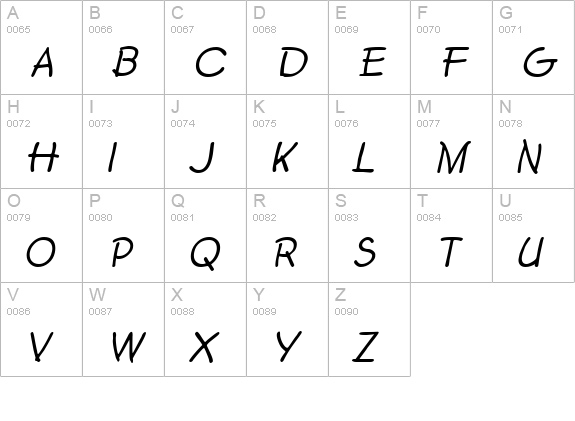 SecondGrader Italic uppercase A-Z preview