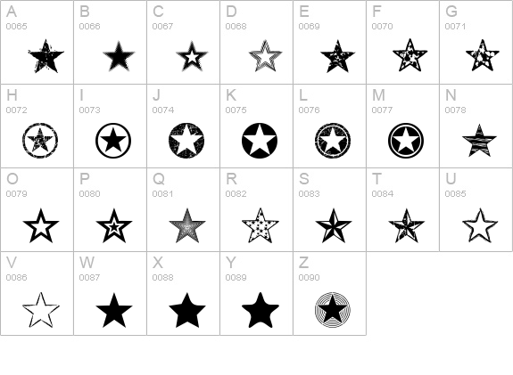 Seeing Stars uppercase A-Z preview