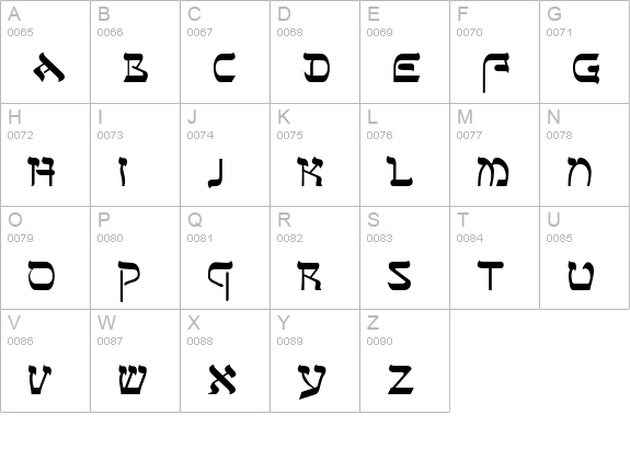 Sefer AH uppercase A-Z preview