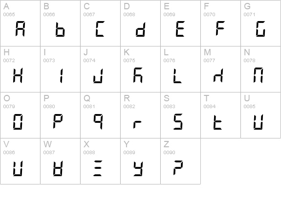 Segment7 uppercase A-Z preview