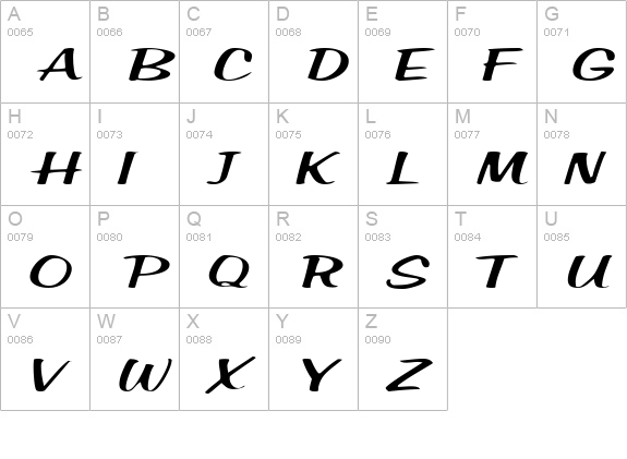 SeldaneScript Italic uppercase A-Z preview