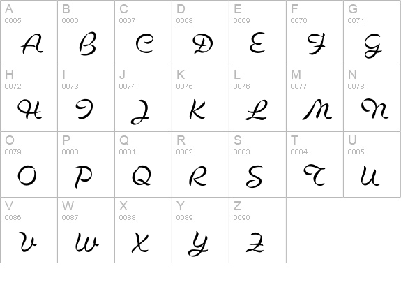 Serenade uppercase A-Z preview