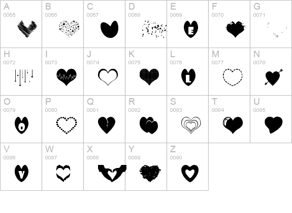 Sexy Love Hearts uppercase A-Z preview