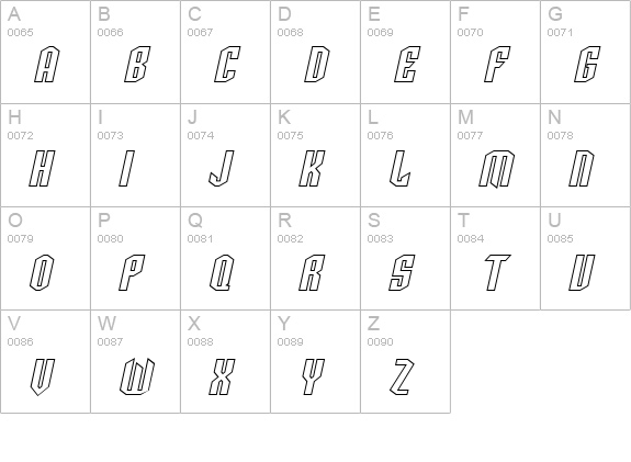SF Archery Black SC Outline Oblique uppercase A-Z preview