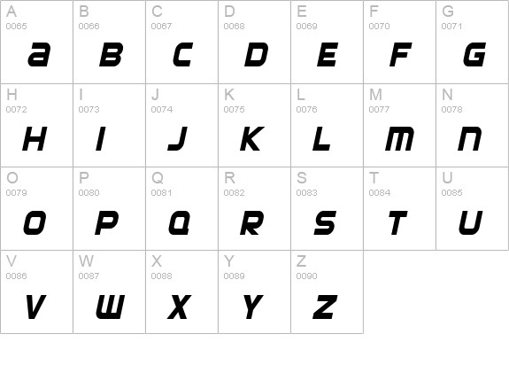 SF Automaton Condensed Oblique uppercase A-Z preview