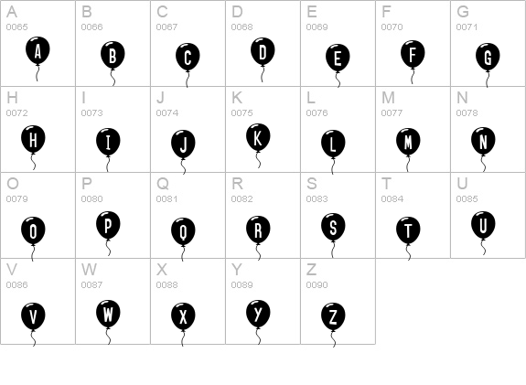SF Balloons uppercase A-Z preview