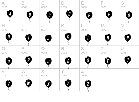 SF Balloons Italic uppercase A-Z preview