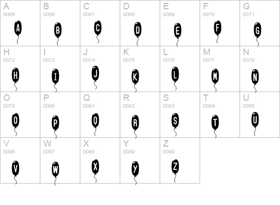 SF Balloons Thin uppercase A-Z preview