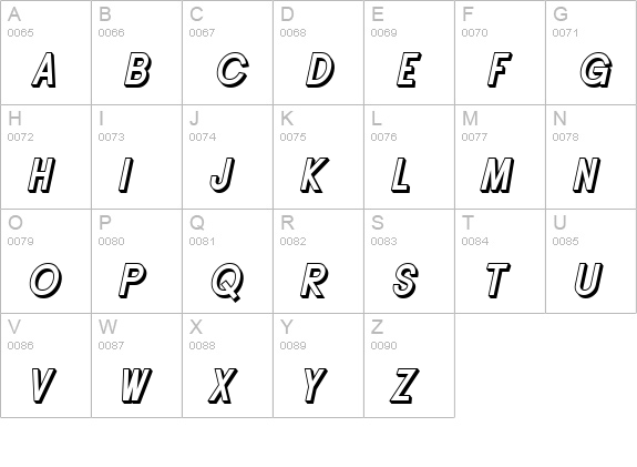 SF Buttacup Lettering Shaded Oblique uppercase A-Z preview