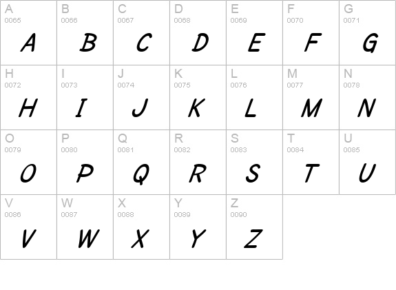 SF Cartoonist Hand Bold Italic uppercase A-Z preview