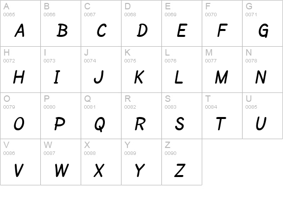 SF Cartoonist Hand SC Bold uppercase A-Z preview