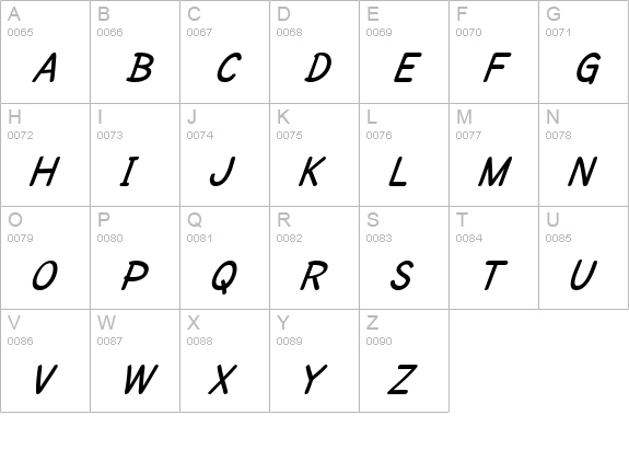 SF Cartoonist Hand SC Bold Italic uppercase A-Z preview
