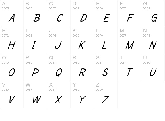 SF Cartoonist Hand SC Italic uppercase A-Z preview