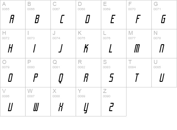 SF Chrome Fenders Condensed Oblique uppercase A-Z preview