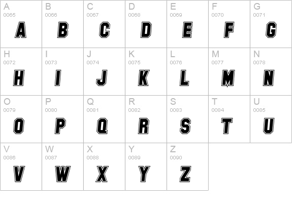 SF Collegiate Italic uppercase A-Z preview