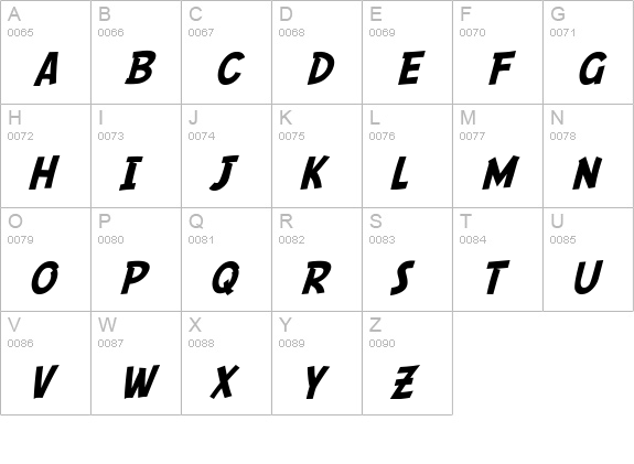 SF Comic Script uppercase A-Z preview
