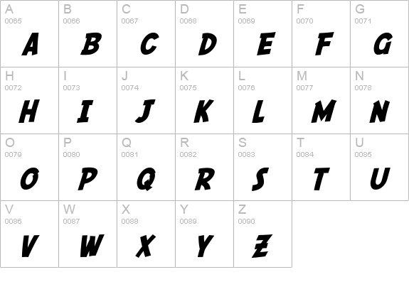 SF Comic Script Bold uppercase A-Z preview