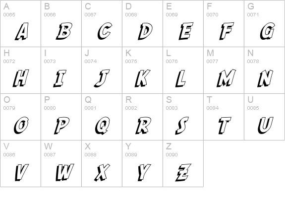 SF Comic Script Shaded uppercase A-Z preview