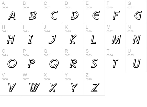 SF Diego Sans Shaded Oblique uppercase A-Z preview