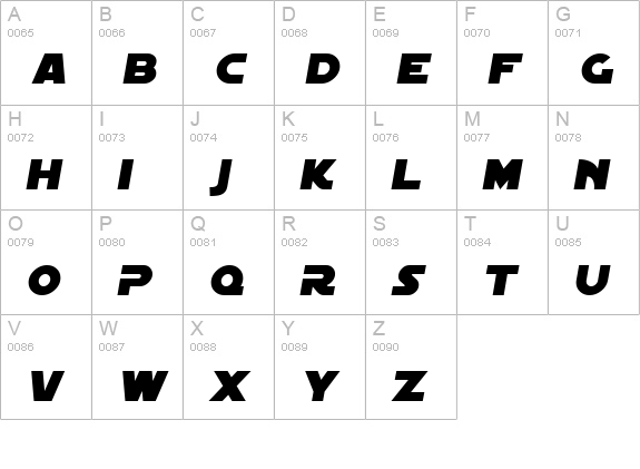 SF Distant Galaxy Italic uppercase A-Z preview