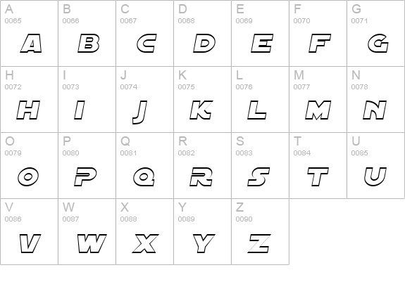 SF Distant Galaxy Outline Italic uppercase A-Z preview
