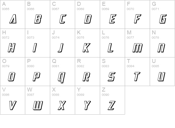 SF Electrotome Shaded Oblique uppercase A-Z preview