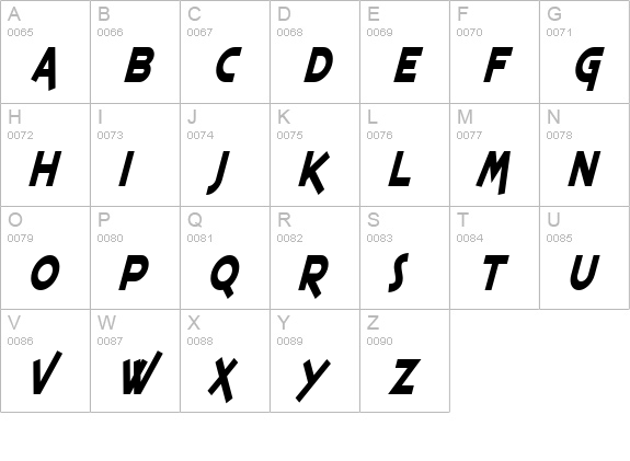 SF Espresso Shack Condensed Bold Italic uppercase A-Z preview