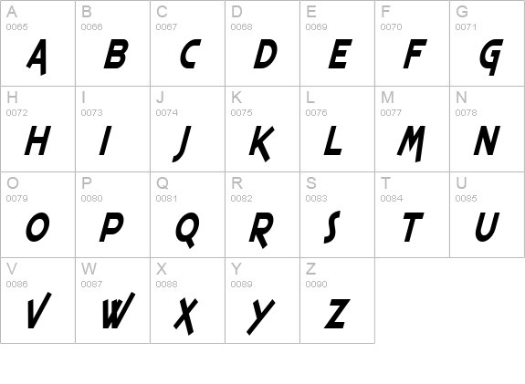 SF Espresso Shack Condensed Italic uppercase A-Z preview