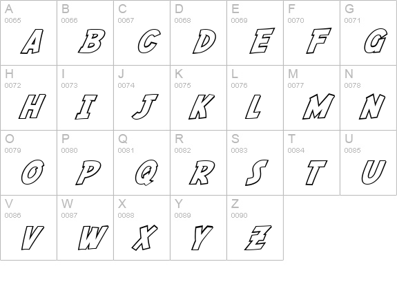 SF Fedora Outline uppercase A-Z preview