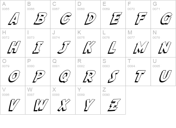 SF Fedora Shadow uppercase A-Z preview