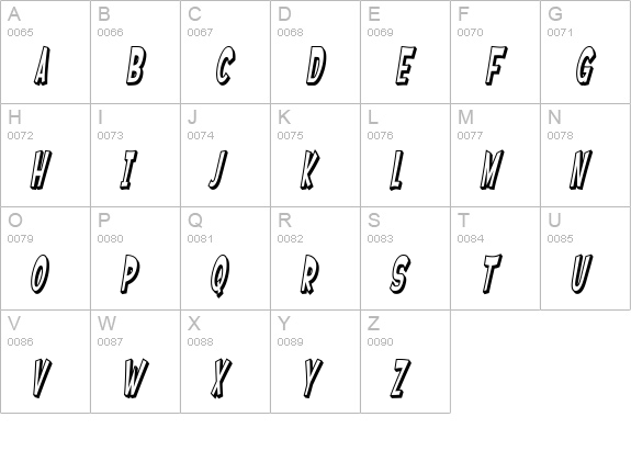 SF Ferretopia Shaded Oblique uppercase A-Z preview
