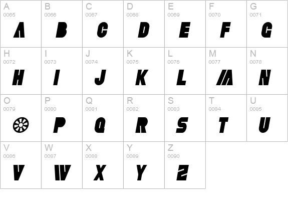 SF Fortune Wheel Condensed Italic uppercase A-Z preview