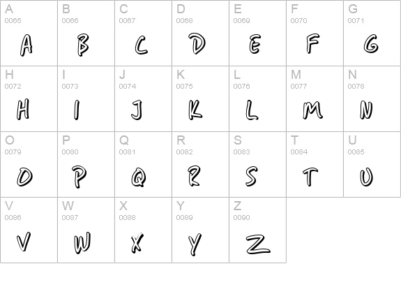 SF Grunge Sans Shadow uppercase A-Z preview