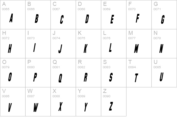 SF Hollywood Hills Condensed Italic uppercase A-Z preview