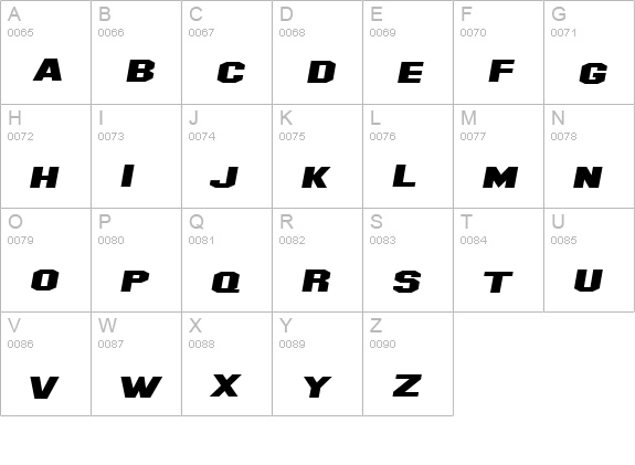 SF Hollywood Hills Extended Italic uppercase A-Z preview