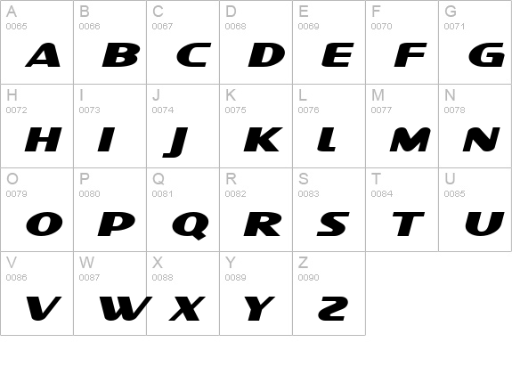 SF Intellivised Extended Italic uppercase A-Z preview