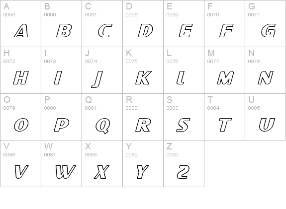 SF Intellivised Outline Italic uppercase A-Z preview