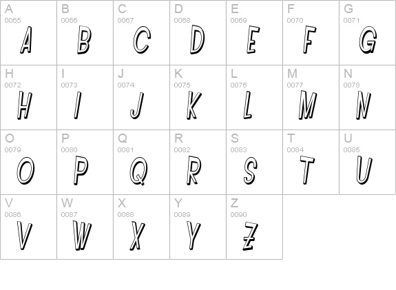 SF Intoxicated Blues Shaded Oblique uppercase A-Z preview