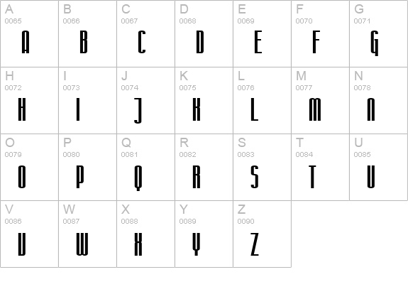 SF Iron Gothic uppercase A-Z preview