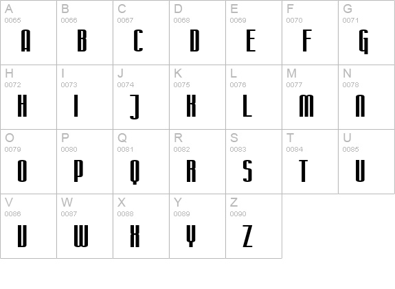 SF Iron Gothic Extended uppercase A-Z preview