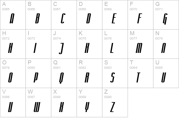 SF Iron Gothic Oblique uppercase A-Z preview