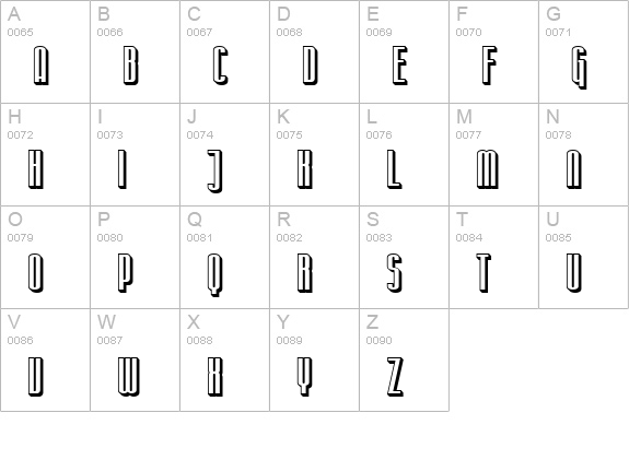 SF Iron Gothic Shaded uppercase A-Z preview