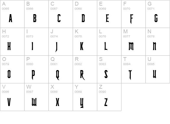 SF Ironsides Condensed uppercase A-Z preview