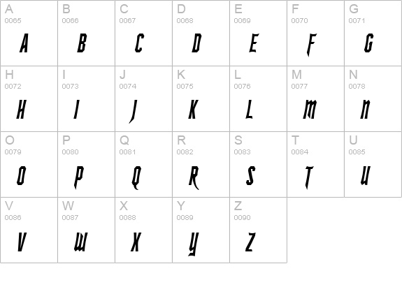 SF Ironsides Condensed Italic uppercase A-Z preview